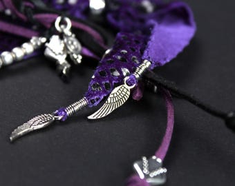 Purple Viper Cuff Bracelet Set: Pirate Coin Charm, Unisex Rock N