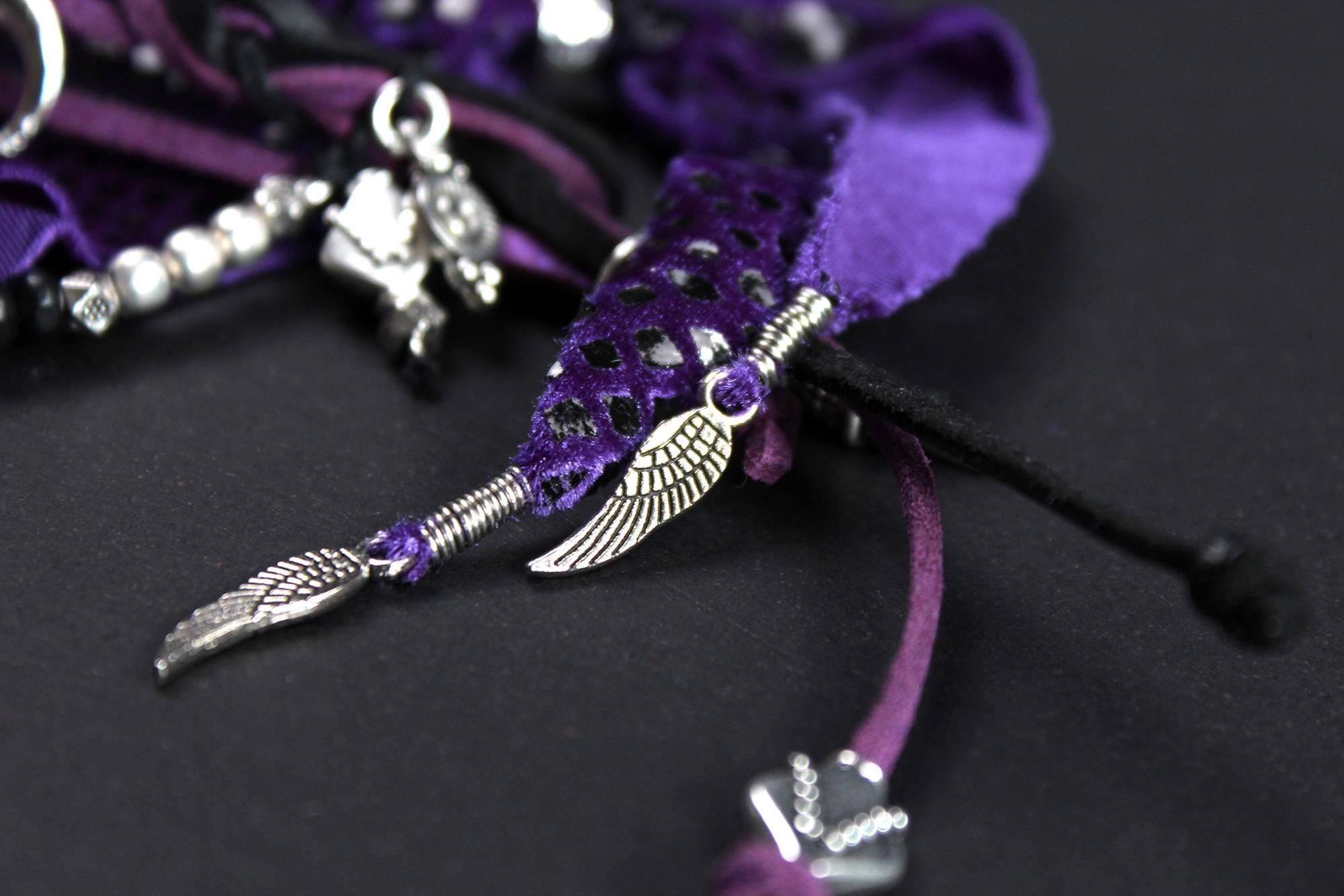 Purple Viper Cuff Bracelet Set: Pirate Coin Charm, Unisex Rock N