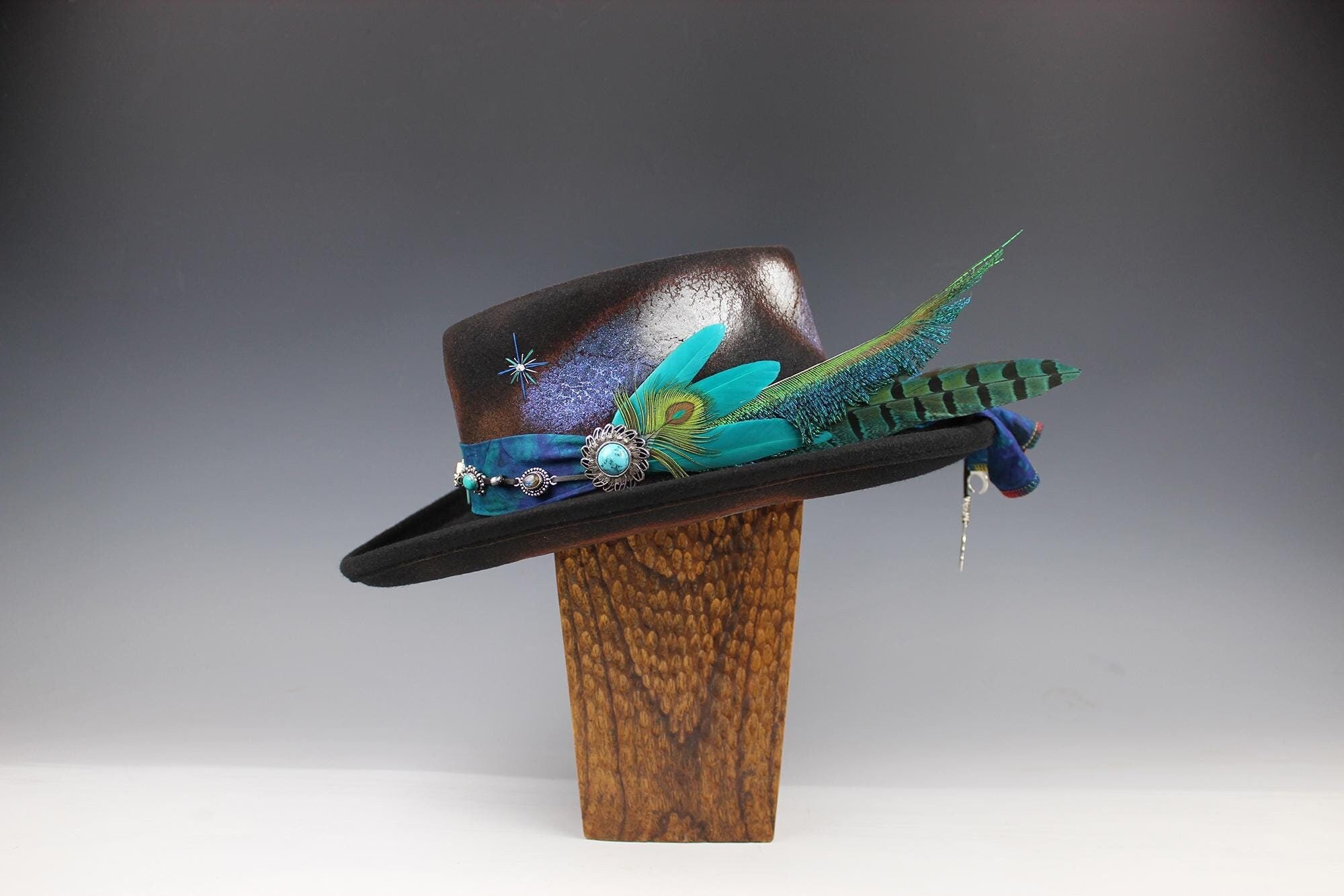 Turquoise fedora, Panama, boater, gambler, sombrero, western, cowboy hat Rodeo King 7X 4 1/2 main image 3