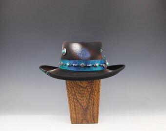 Dreamweaver Gambler Fedora Hat: Turquoise, Gemstones  display picture 1