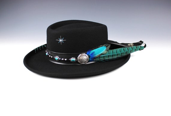 Turquoise fedora, Panama, boater, gambler, sombrero, western, cowboy hat Rodeo King 7X 4 1/2 main image 4