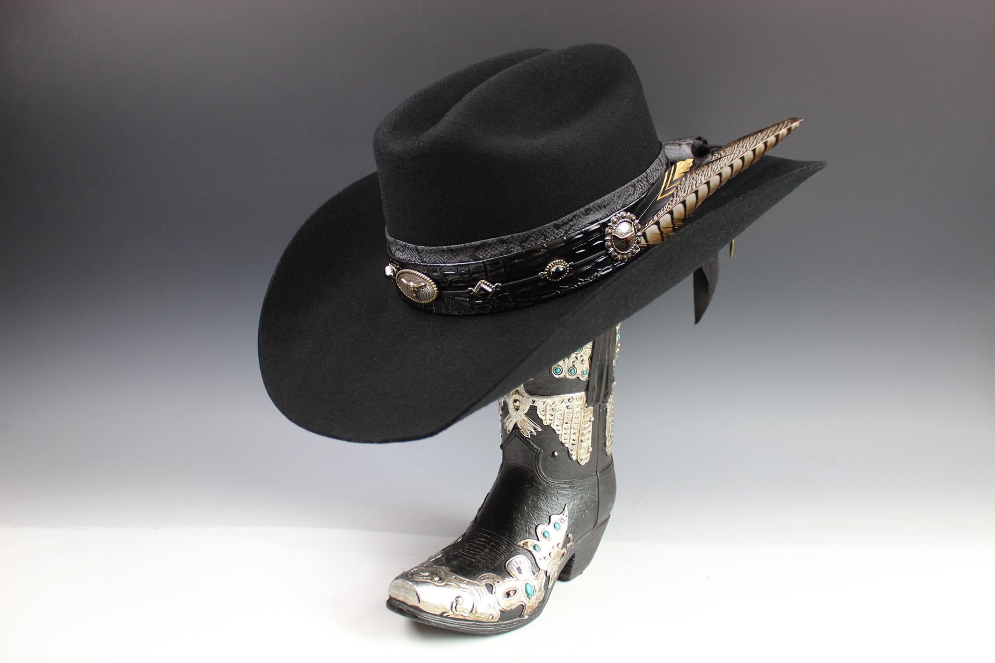 Gunslinger Hat Men and Women Brown Genuine Leather Shapeable Cowboy Western  main image 3