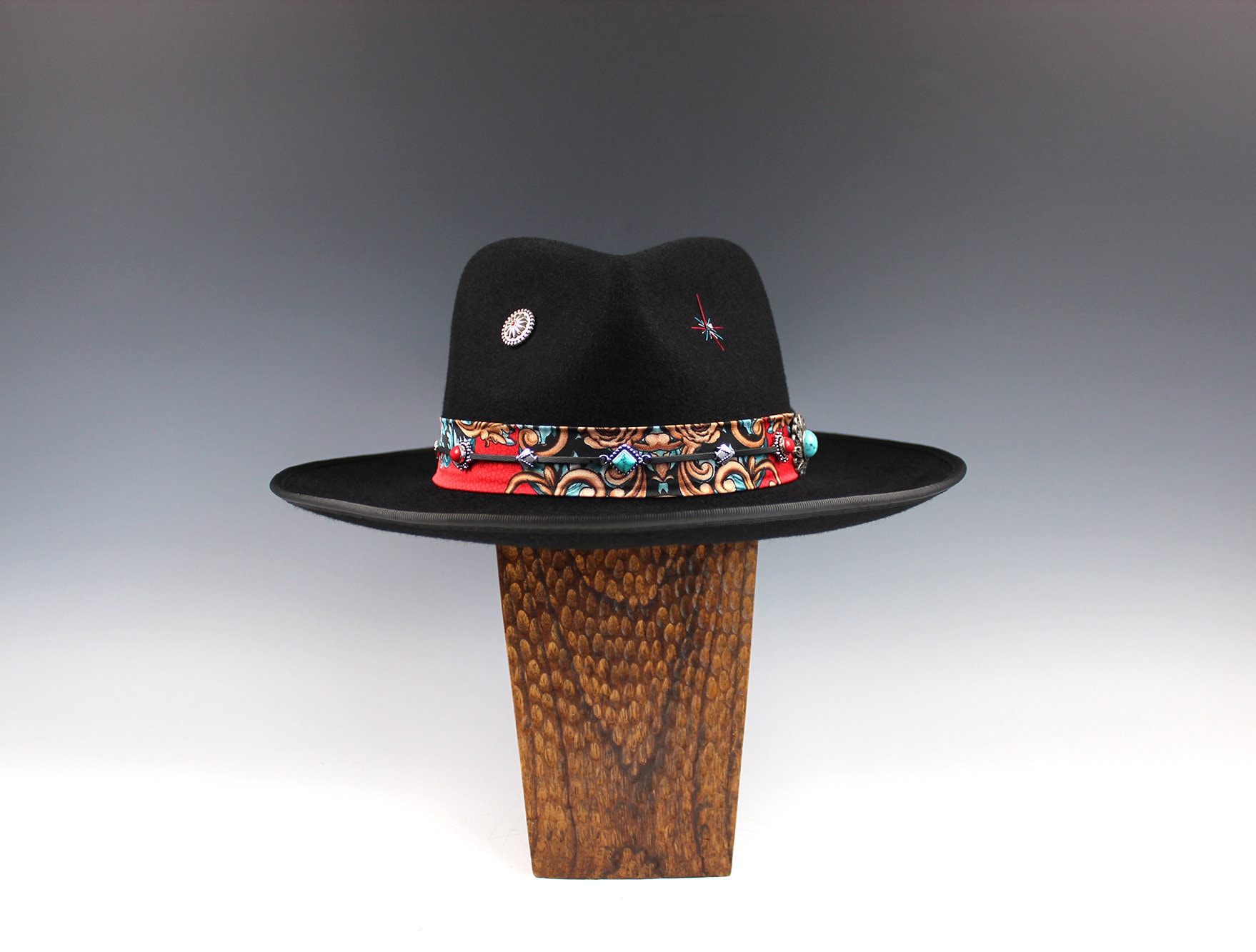 Hendrix Fedora: Black Rock and Roll Hat With Paisley Silk 