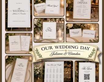 Elegant Wedding Reception Template Bundle, Modern Black White Decor (Digital Download)