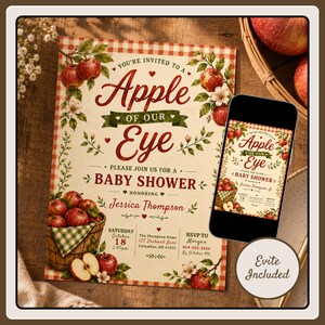 Apple of Our Eye Baby Shower Invitation Template, Editable Apple Baby Shower Invite, Orchard Baby Shower Invitation image 5