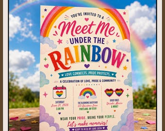 Rainbow Pride Invitation Template, Editable LGBTQ Party Invite (Digital Download)