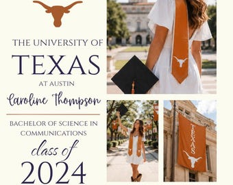 Invito di laurea UT modificabile su Canva / Festa di laurea Longhorns