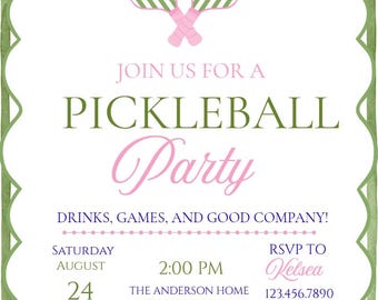 Invito per una festa di pickleball in stile preppy / Modello per festa in un country club / Scaricabile da Canva (modificabile)