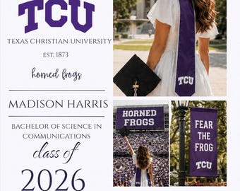 Modello di invito per la festa di laurea della TCU / Invito alla festa di laurea del Purple College