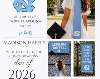 Modello di invito per la cerimonia di laurea UNC / Invito alla festa di laurea Tar Heels