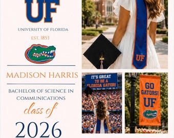 Modello di invito per la festa di laurea dell'Università della Florida / Invito alla festa di laurea dei Florida Gators