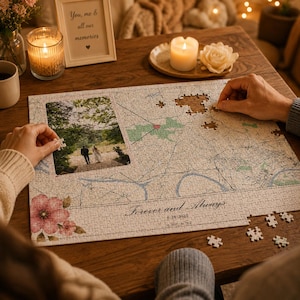 Custom Location Map Puzzle | Personalized Anniversary, Lake House, Beach, College Game