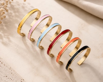 Personalised Enamel Cuff Bracelet – Elegant Encouragement Gift for Her