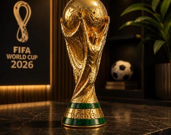 World Cup Soccer Trophy Replica, Custom Champion Award, Fantasy Football Trophy, Sports Fan Gift, Man Cave Decor, Gold Cup