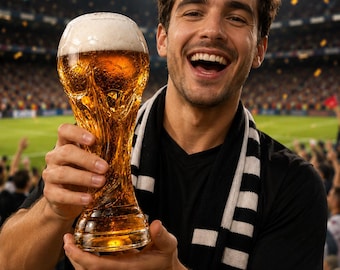 Football Trophy Beer Glass, Match Day Drinkware, Soccer Fan Gift, 450ml 600ml 800ml