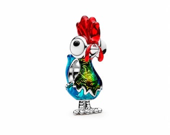 Disney Hei Hei Charm,Sterling Silver Charm,Handmade Silver Bead,Fits European Bracelets and Necklaces, Best Gift