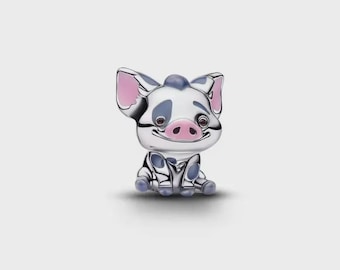 Disney Moana Pua The Pig Charm for Bracelet or Necklace Silver, Necklace Pendant,Christmas Handmade, Gift for Her, Travel Pendant