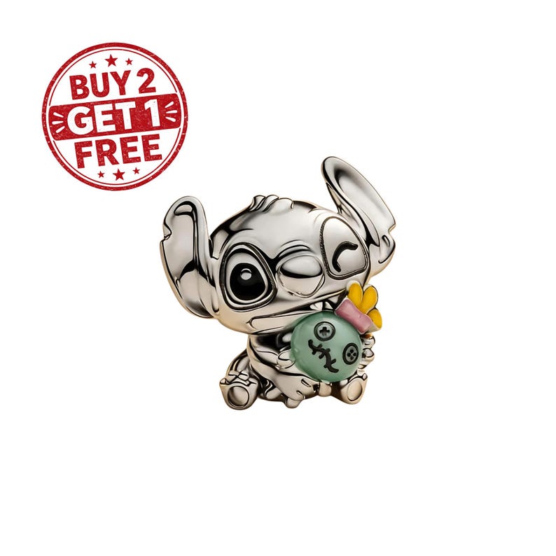 Stitch & Scrump Charm for Bracelet or Necklace | Disney Inspired Pendant | Cute Gift for Her | Mother's Day Jewelry Charm image 1