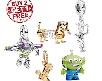 925 Sterling Silver Toy Story Dangle Charm, Cartoon Bracelet Charm, Pandora Compatible Pendant, Cute Silver Bead Gift for Her