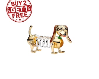 Disney Inspired Slinky Dog Charm 925 Sterling Silver Bead, Cute Puppy Pendant for European Bracelets & Necklaces, Gift for Her