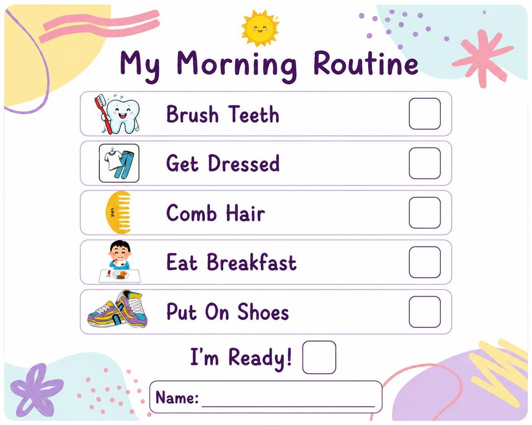 Morning Routine Chart for Kids | Visual Schedule Printable | Autism ...