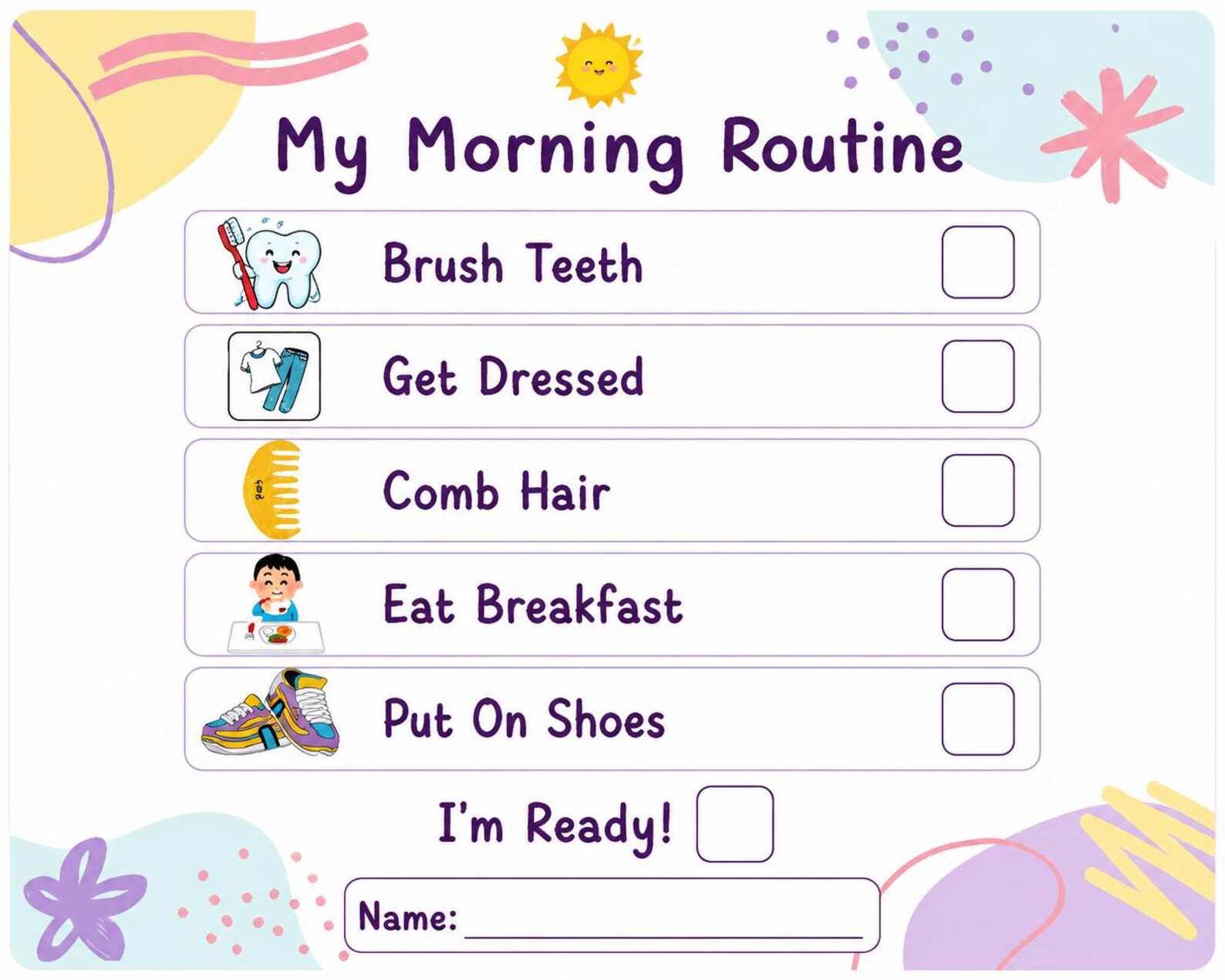 Morning Routine Chart for Kids | Visual Schedule Printable | Autism ...