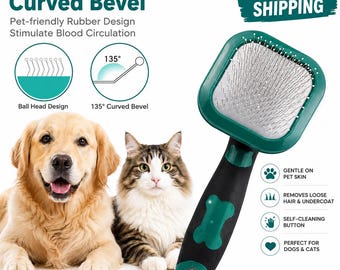 Self-Cleaning Slicker Brush for Dogs & Cats | Gentle Pet Grooming Tool