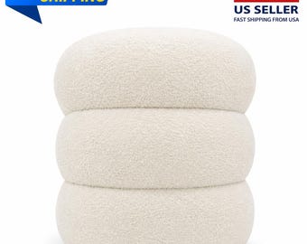 Cream Boucle Storage Ottoman | Cloud Foot Rest, Modern Accent Seat