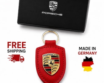 Porsche Leather Keychain – PU, Stainless Steel, Made in Germany