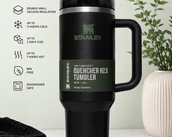 Stanley 40 oz Stainless Steel H2.0 FlowState Quencher Tumbler Elphaba New | Limited Edition Insulated Travel Mug with Handle & Straw