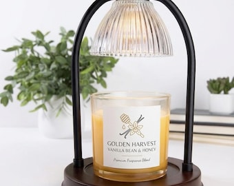 Black Candle Warmer Lamp | Top Down Wax Warmer Lamp | Ribbed Glass Candle Lamp | Flameless Candle Heater | Home Decor Gift