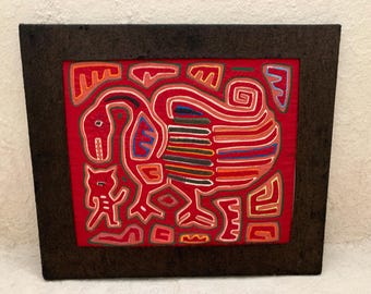 Large authentic mounted Mola textile