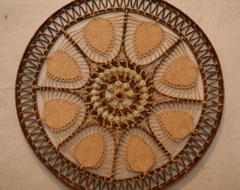 Really unique woven wall hanging with shells