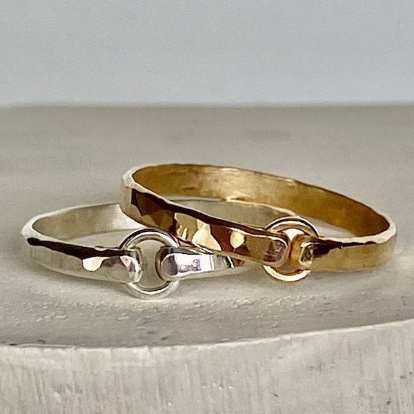 Heavier Gauge Hammered Gold Filled Ring - Gold Ring - Stacking Rings - Wedding Band