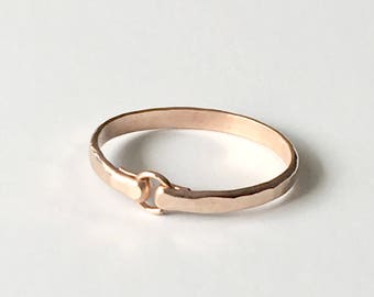Stacking Rings - Heavy Gauge Hammered Rose Gold Filled Ring - Rose Gold Ring - Stackable Rings - Wedding Band