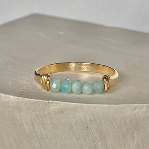 Gemstone Ring - Stacking Rings - Heavy Gauge Hammered Gold Filled Ring - Gold Ring - Stackable Rings - Wedding Band