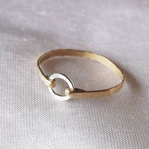 Hammered Sterling and Gold Filled Ring Mix Metal Ring Gold Band Stacking Rings Hammered Rings image 3