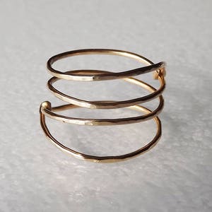 Gold Coil Ring - Hammered Gold Filled Spring Ring - Gold Ring - Wrap Ring - Stacking Rings