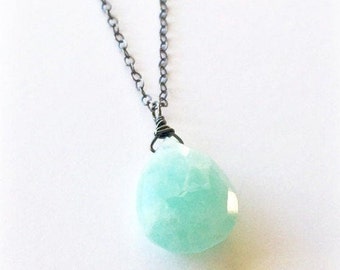 Large Aquamarine Gemstone Necklace