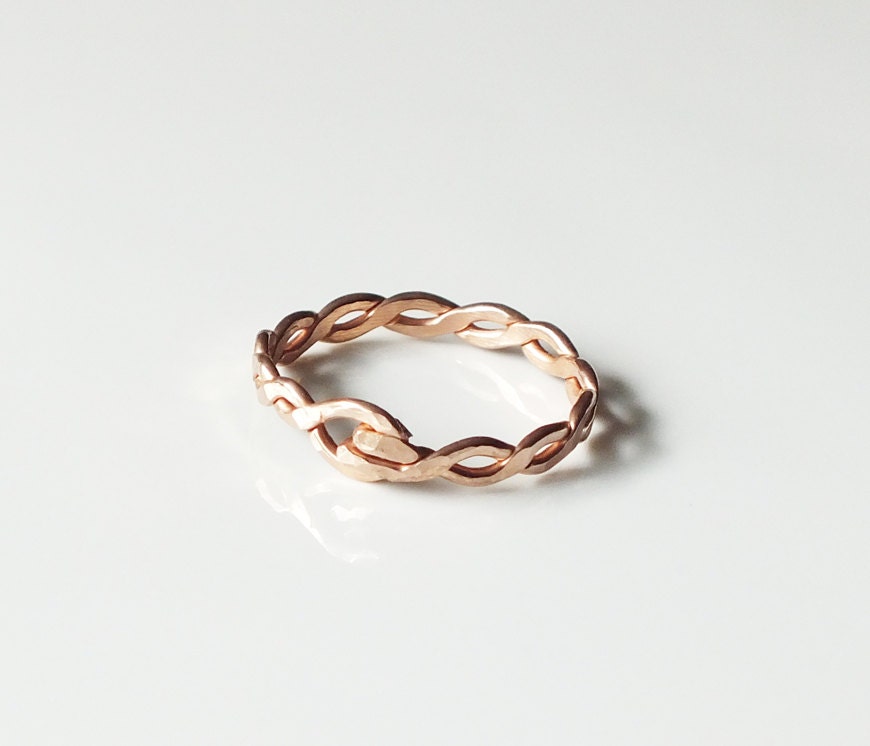 Hammered Braided Rose Gold Filled Ring Rose Gold Ring - Etsy