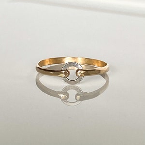 Hammered Sterling and Gold Filled Ring - Mix Metal Ring - Gold Band - Stacking Rings - Hammered Rings