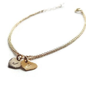 Gold Heart Bracelet Personalized Sweetheart Bracelet Personalized ID Bracelet Bridal Shower Gift Wedding image 1