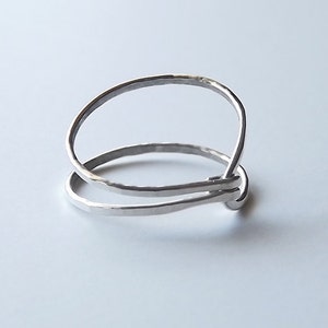 Hammered Asymmetrical Sterling Hug Ring Silver Ring Sterling Band Stacking Rings image 3