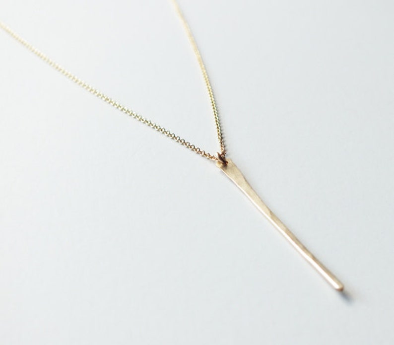 Layering Necklace Long Gold Filled Bar Necklace Gold Tapered Bar Necklace Gold Filled Necklace Delicate Gold Necklace image 2