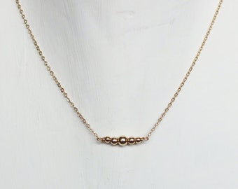 Layering Necklace - Five Bead Gold Filled Necklace - Mix Metal Necklace - Sterling and Gold Necklace - Everyday Necklace