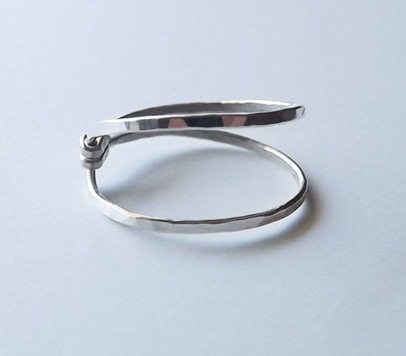 Hammered Asymmetrical Sterling Hug Ring Silver Ring Sterling Band Stacking Rings image 2