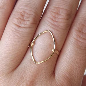 Hammered Marquise Gold Filled Ring - Gold Ring - Gold Band - Marquise Ring