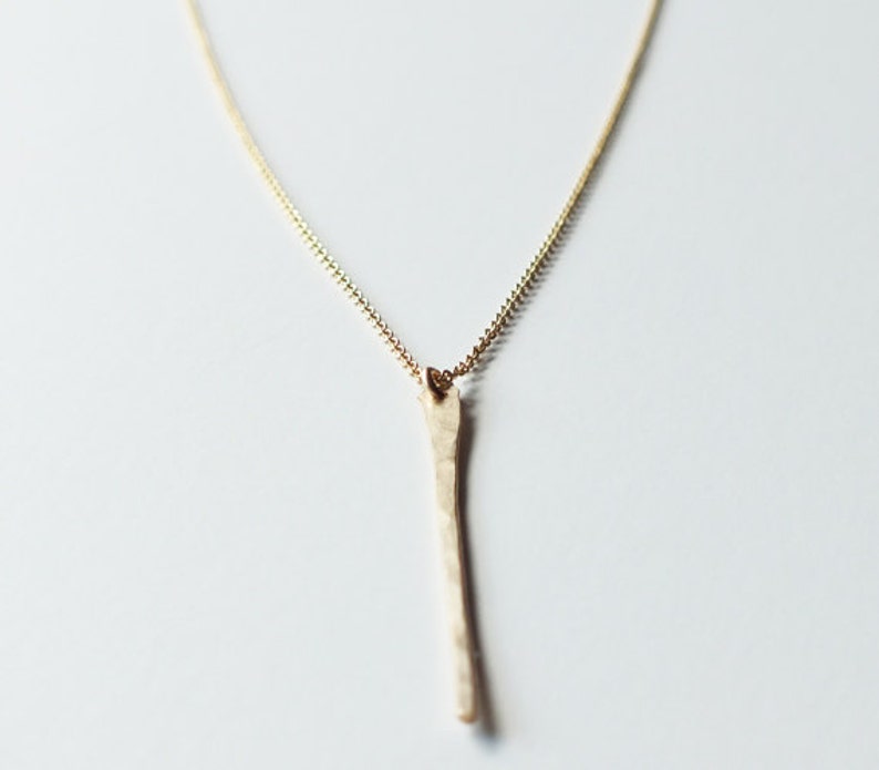 Layering Necklace Long Gold Filled Bar Necklace Gold Tapered Bar Necklace Gold Filled Necklace Delicate Gold Necklace image 3