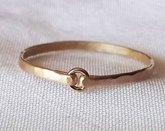 Tiny Circle Hammered Gold Filled Ring - Gold Ring - Stacking Rings - Wedding Band