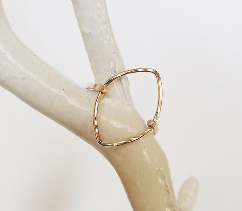 Hammered Marquise Gold Filled Ring Gold Ring Gold Band Marquise Ring image 2